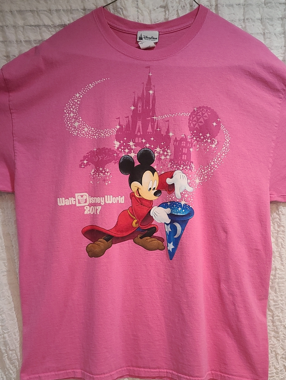 Disney Mickey Mouse Adult T-Shirt Disney World Pink 2X PTP 26 EUC